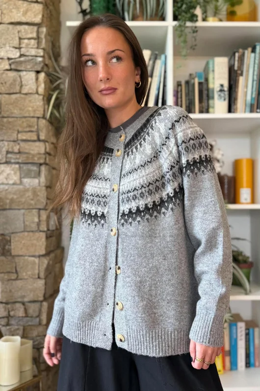 Ferguson Fair Isle Cardigan Grey